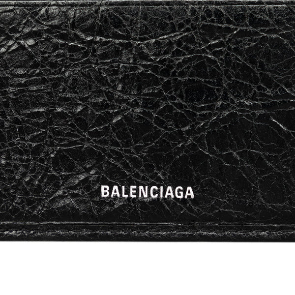 バレンシアガ スクエア 二つ折り財布 コンパクトウォレット 542001 ブラック レザー レディース BALENCIAGA 【中古】