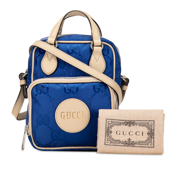 グッチ GGナイロン オフザグリッド ハンドバッグ ショルダーバッグ 2WAY 625850 ブルー ベージュ ナイロン レザー レディース GUCCI 【中古】