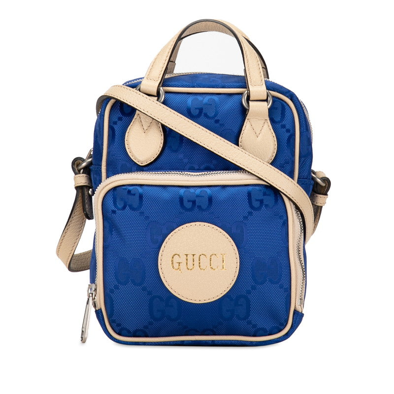 グッチ GGナイロン オフザグリッド ハンドバッグ ショルダーバッグ 2WAY 625850 ブルー ベージュ ナイロン レザー レディース GUCCI 【中古】