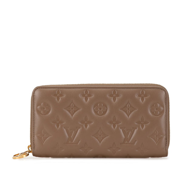 ルイ ヴィトン モノグラム エンボス ジッピー ウォレット 長財布 M81511 トープ ベージュ ラムスキン レディース LOUIS VUITTON 【中古】