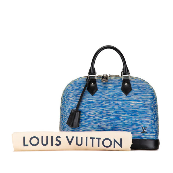 ルイ ヴィトン エピ アルマPM ハンドバッグ M51052 ブルー ブラック デニムレザー レディース LOUIS VUITTON 【中古】