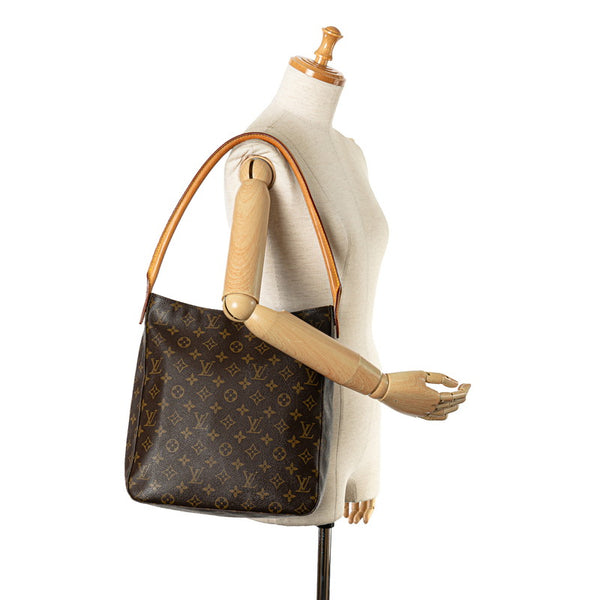 ルイ ヴィトン モノグラム ルーピングGM ショルダーバッグ ハンドバッグ M51145 ブラウン PVC レザー レディース LOUIS VUITTON 【中古】