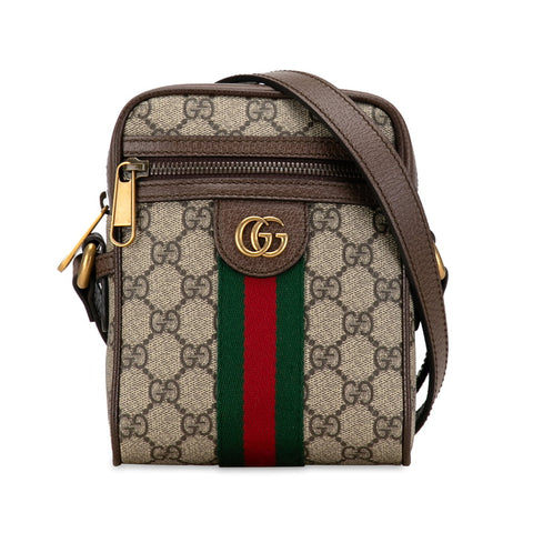 グッチ GGスプリーム オフィディア シェリーライン ショルダーバッグ 598127 ベージュ ブラウン PVC レザー レディース GUCCI 【中古】