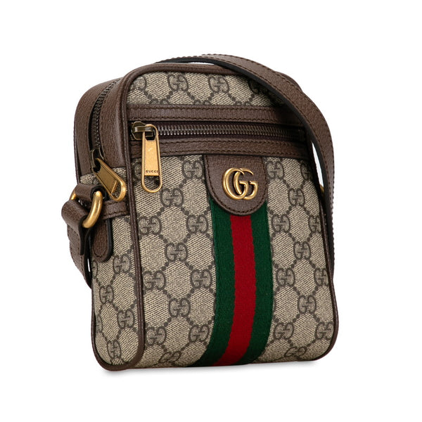 グッチ GGスプリーム オフィディア シェリーライン ショルダーバッグ 598127 ベージュ ブラウン PVC レザー レディース GUCCI 【中古】