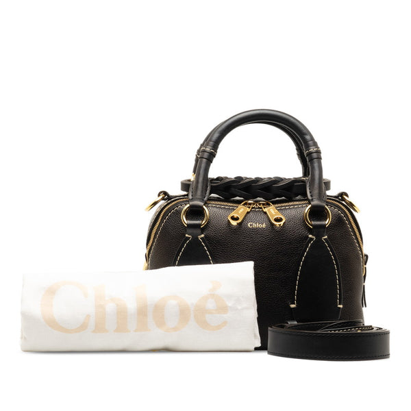 クロエ ダリア ミディアム ハンドバッグ ショルダーバッグ 2WAY ブラック ゴールド レザー レディース Chloe 【中古】