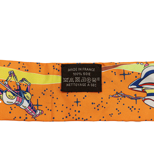 エルメス ツイリー Space Derby HERMES スペースダービー  スカーフ オレンジ マルチカラー シルク レディース HERMES 【中古】