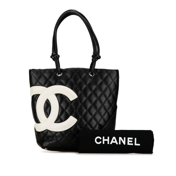 シャネル マトラッセ デカココマーク カンボンライン ハンドバッグ トートバッグ ブラック ラムスキン レディース CHANEL 【中古】