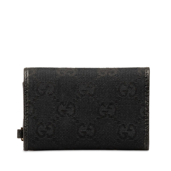 グッチ GGキャンバス キーケース 6連 154184 ブラック キャンバス レザー レディース GUCCI 【中古】