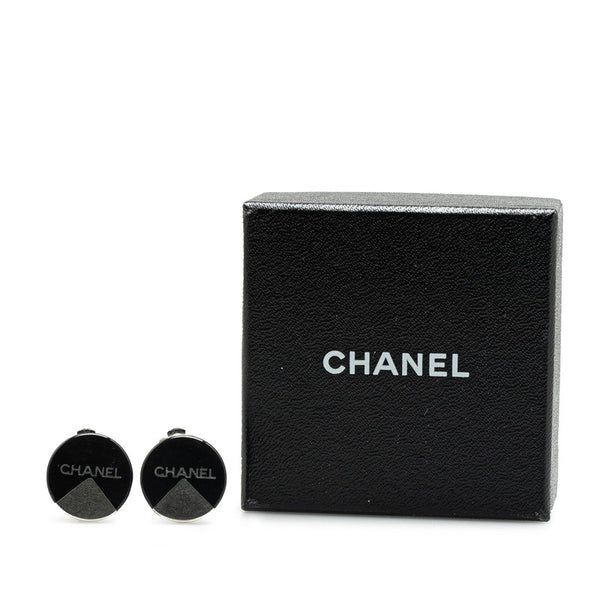 シャネル ロゴ イヤリング ブラック シルバー プラスチック メタル レディース CHANEL 【中古】