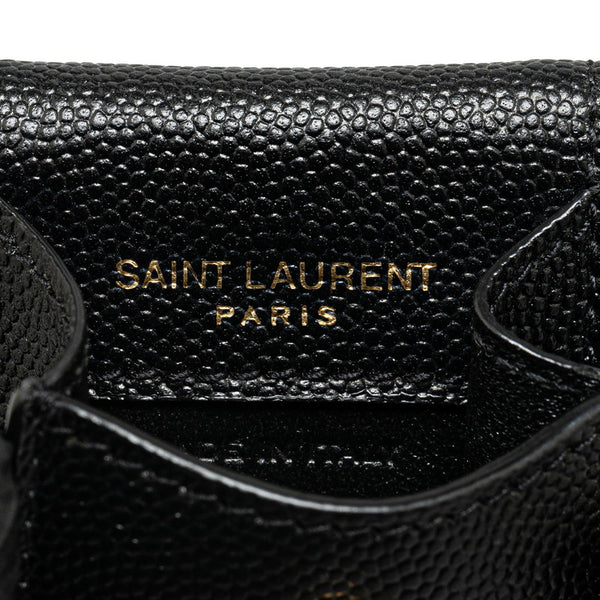 サンローラン YSLロゴ AirPods ケース ブラック ゴールド レザー レディース SAINT LAURENT 【中古】