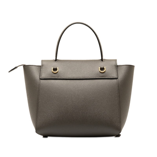 セリーヌ ナノ ベルトバッグ ハンドバッグ ショルダーバッグ 2WAY S-AI-1282 グレー レザー レディース CELINE 【中古】