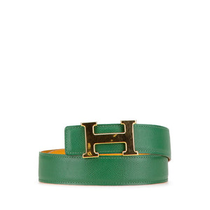 エルメス コンスタンス リバーシブル H ベルト 65 グリーン イエロー クシュベル レディース HERMES 【中古】