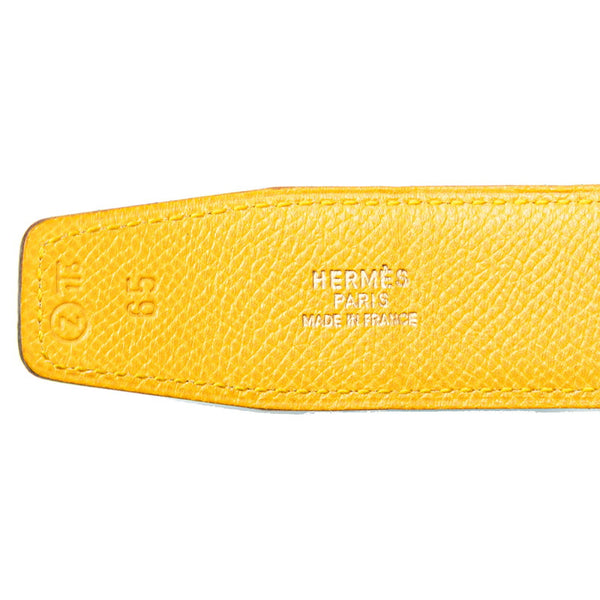 エルメス コンスタンス リバーシブル H ベルト 65 グリーン イエロー クシュベル レディース HERMES 【中古】