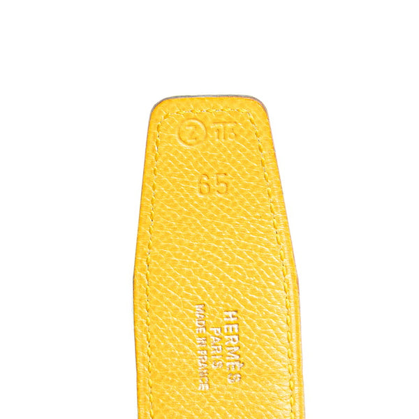 エルメス コンスタンス リバーシブル H ベルト 65 グリーン イエロー クシュベル レディース HERMES 【中古】