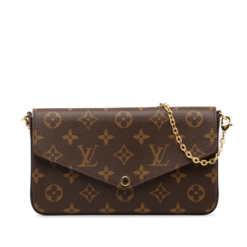 ルイ ヴィトン モノグラム ポシェットフェリシー チェーン ショルダーバッグ M81896 ブラウン PVC レザー レディース LOUIS VUITTON 【中古】