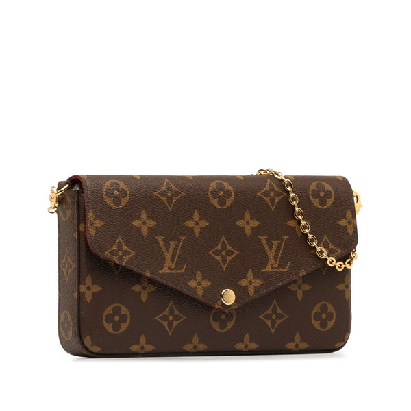 ルイ ヴィトン モノグラム ポシェットフェリシー チェーン ショルダーバッグ M81896 ブラウン PVC レザー レディース LOUIS VUITTON 【中古】