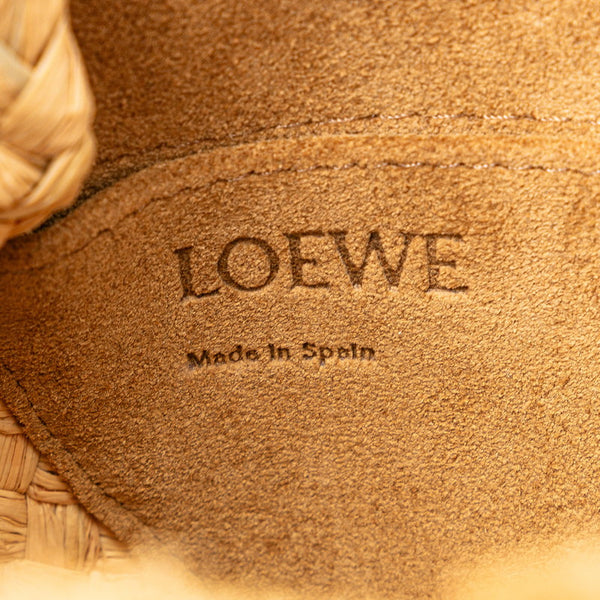 ロエベ アナグラム ゲート ショルダーバッグ ベージュ オレンジ ラフィア レザー レディース LOEWE 【中古】