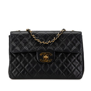 シャネル デカマトラッセ34 ココマーク チェーン ショルダーバッグ ブラック ラムスキン レディース CHANEL 【中古】