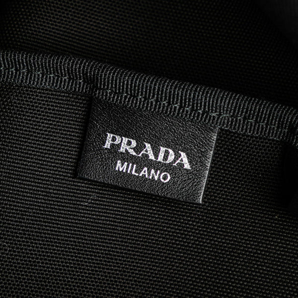 プラダ カナパ バナナ トートバッグ ショルダーバッグ ホワイト ブラック キャンバス レザー レディース PRADA 【中古】