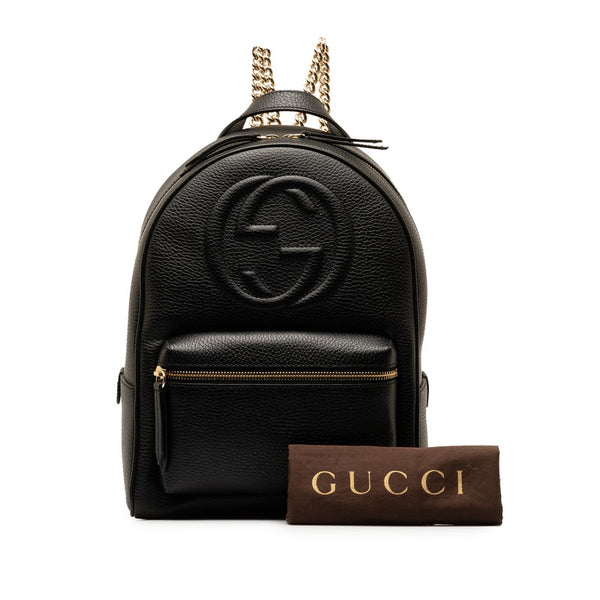 グッチ インターロッキングG ソーホー チェーン リュック バックパック 536192 ブラック レザー レディース GUCCI 【中古】