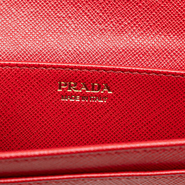 プラダ 二つ折り財布 ミニウォレット 1MC015 レッド サフィアーノレザー レディース PRADA 【中古】