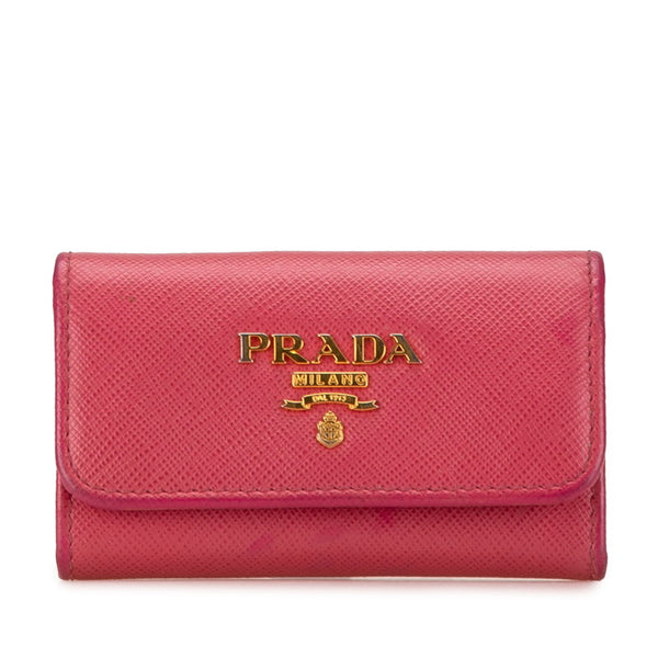 プラダ 6連 キーケース 1PG222 ピンク サフィアーノ レディース PRADA 【中古】