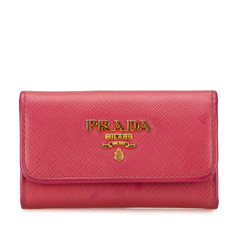 プラダ 6連 キーケース 1PG222 ピンク サフィアーノ レディース PRADA 【中古】