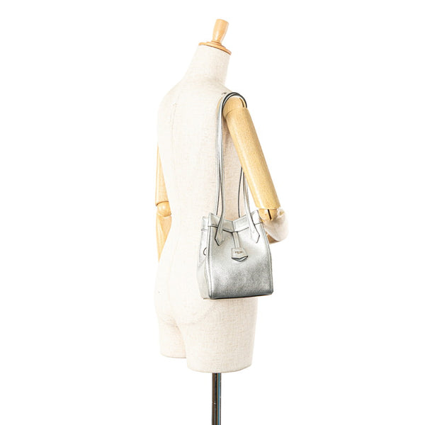 フェンディ オリガミ ミニ ORIGAMI ショルダーバッグ 8BS083 シルバー レザー レディース FENDI 【中古】