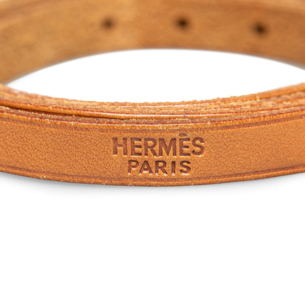 エルメス アピ1 ブレスレット ブラウン シルバー レザー レディース HERMES 【中古】