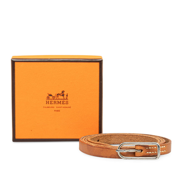 エルメス アピ1 ブレスレット ブラウン シルバー レザー レディース HERMES 【中古】