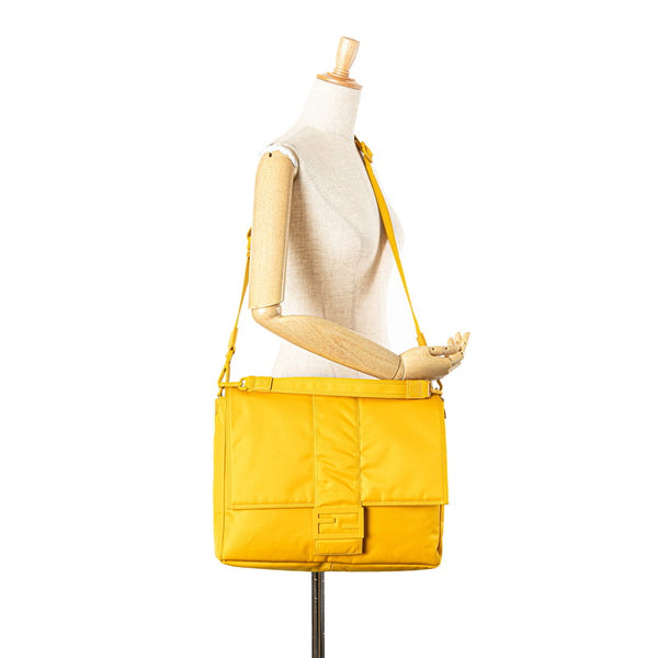 フェンディ バゲット 斜め掛け メッセンジャーバッグ ショルダーバッグ 7VA536 イエロー ナイロン レザー レディース FENDI 【中古】