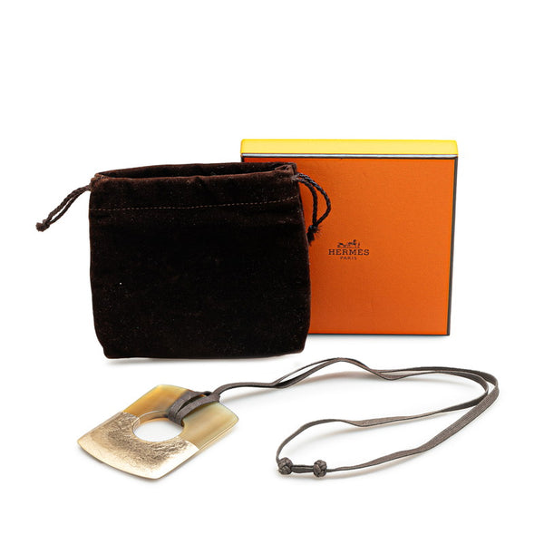 エルメス ダルヴァ ネックレス ブラウン ゴールド バッファローホーン レディース HERMES 【中古】