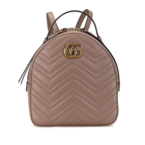 グッチ GGマーモント リュック バックパック 476671 ピンクベージュ レザー レディース GUCCI 【中古】