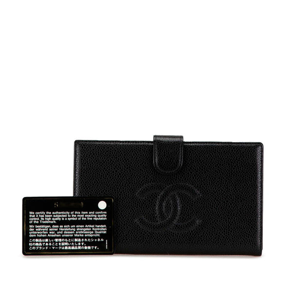 シャネル ココマーク 長財布 A13498 ブラック キャビアスキン レディース CHANEL 【中古】