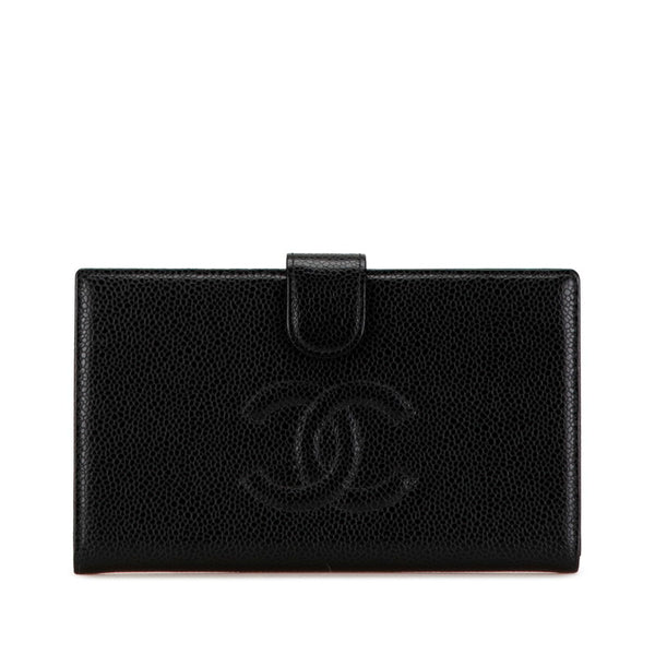 シャネル ココマーク 長財布 A13498 ブラック キャビアスキン レディース CHANEL 【中古】