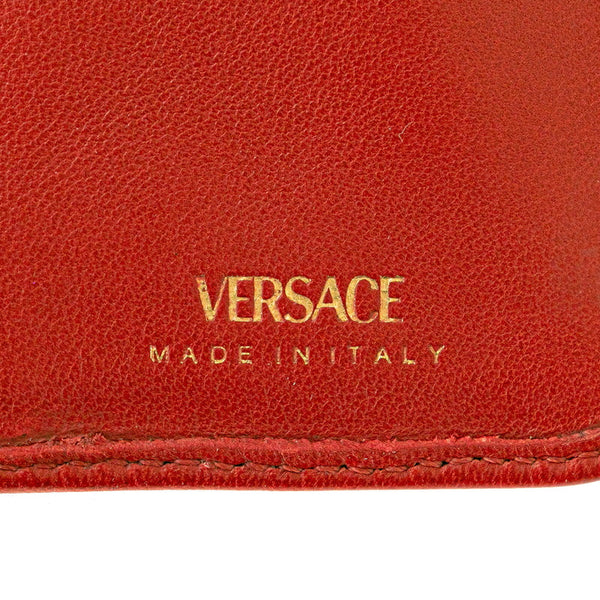 ヴェルサーチェ メデューサ キルティング 二つ折り財布 レッド レザー レディース VERSACE 【中古】