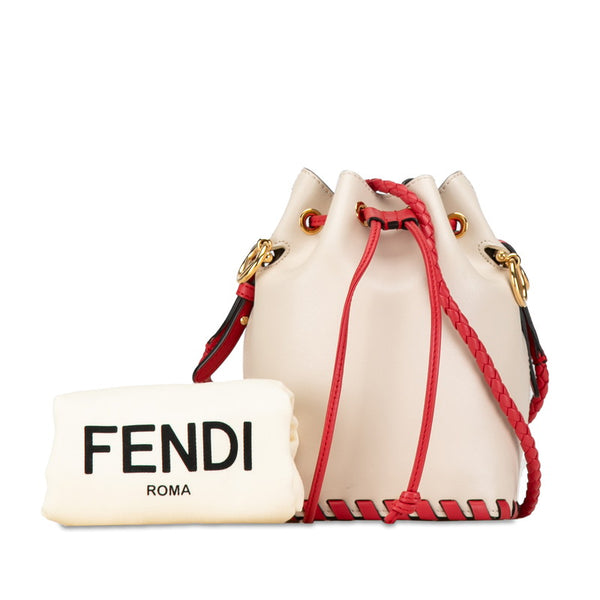 フェンディ モン トレゾール 斜め掛け ショルダーバッグ 8BS010 ベージュ レッド レザー レディース FENDI 【中古】