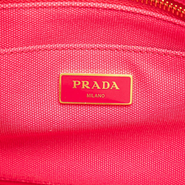 プラダ カナパ ミニ 三角ロゴ ハンドバッグ ショルダーバッグ 2WAY ピンク キャンバス レディース PRADA 【中古】