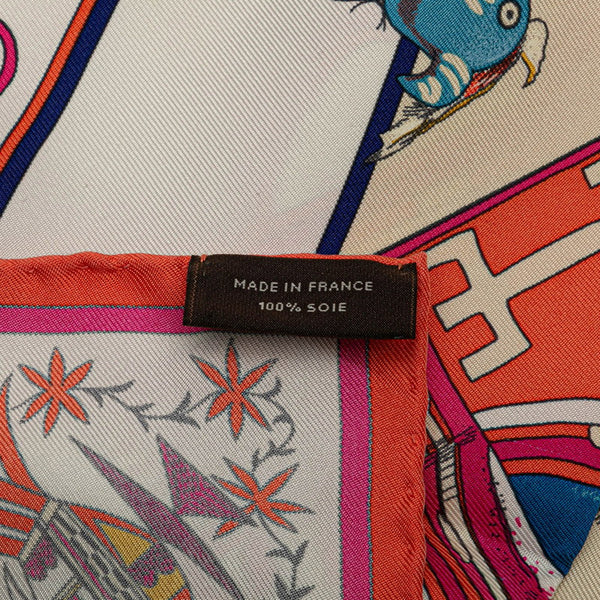 エルメス カレ90 Kachinas インディアンの守り神 ホピ族 スカーフ ピンク マルチカラー シルク レディース HERMES 【中古】