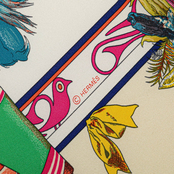 エルメス カレ90 Kachinas インディアンの守り神 ホピ族 スカーフ ピンク マルチカラー シルク レディース HERMES 【中古】