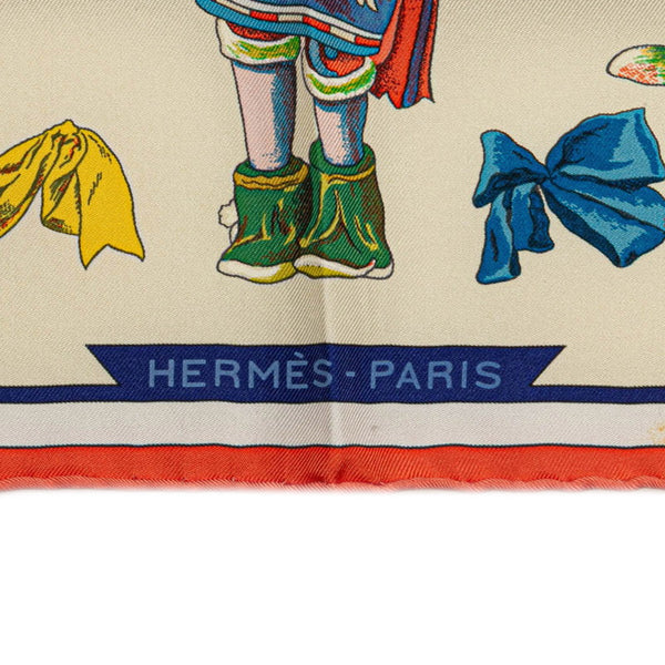 エルメス カレ90 Kachinas インディアンの守り神 ホピ族 スカーフ ピンク マルチカラー シルク レディース HERMES 【中古】