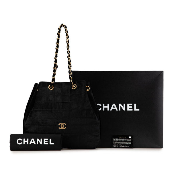 シャネル ココマーク チョコバー チェーン ショルダーバッグ ハンドバッグ ブラック ハラコ レディース CHANEL 【中古】