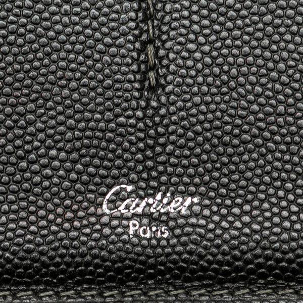 カルティエ ロゴプレート サントス ドゥ 長財布 ブラック レザー レディース CARTIER 【中古】