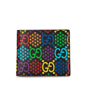 グッチ GGサイケデリック 二つ折り財布 601089  ブラック マルチカラー PVC レディース GUCCI 【中古】