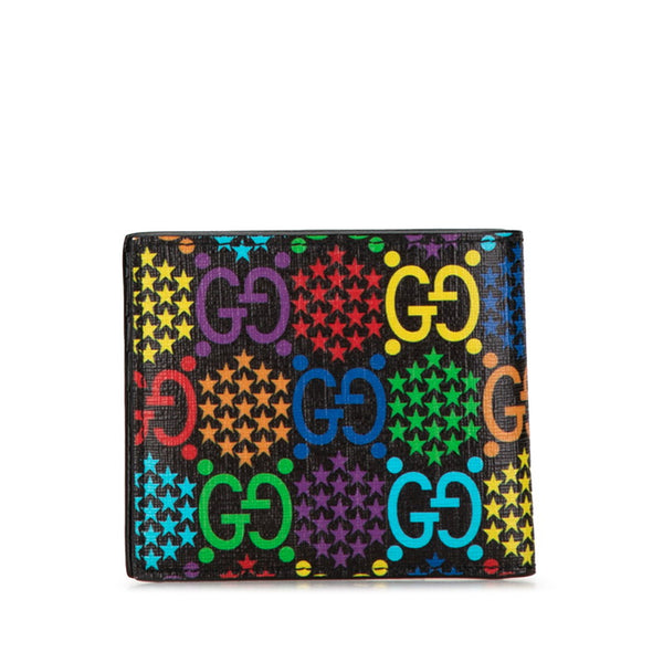 グッチ GGサイケデリック 二つ折り財布 601089  ブラック マルチカラー PVC レディース GUCCI 【中古】