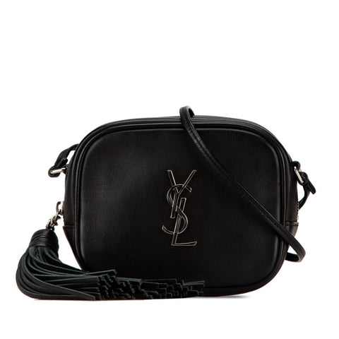 サンローラン YSLロゴ ブロガー タッセル 斜め掛け ショルダーバッグ 425317 ブラック レザー レディース SAINT LAURENT 【中古】