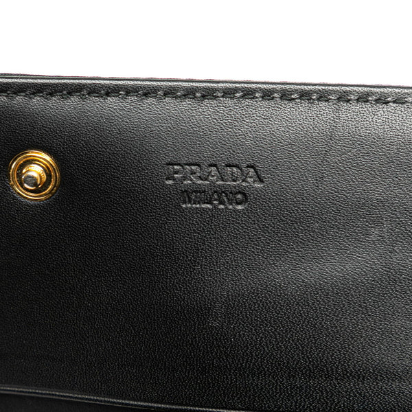 プラダ ロゴ 長財布 ブラック ナイロン レザー レディース PRADA 【中古】