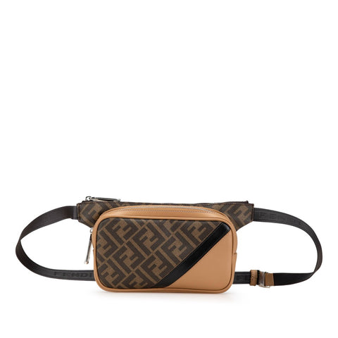 フェンディ ズッカ ボディバッグ ウエストバッグ 7VA605 ブラウン PVC レザー レディース FENDI 【中古】