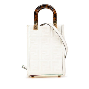 フェンディ サンシャイン ショッパー ハンドバッグ ショルダーバッグ 2WAY 8BS051 ホワイト ブラウン レザー レディース FENDI 【中古】