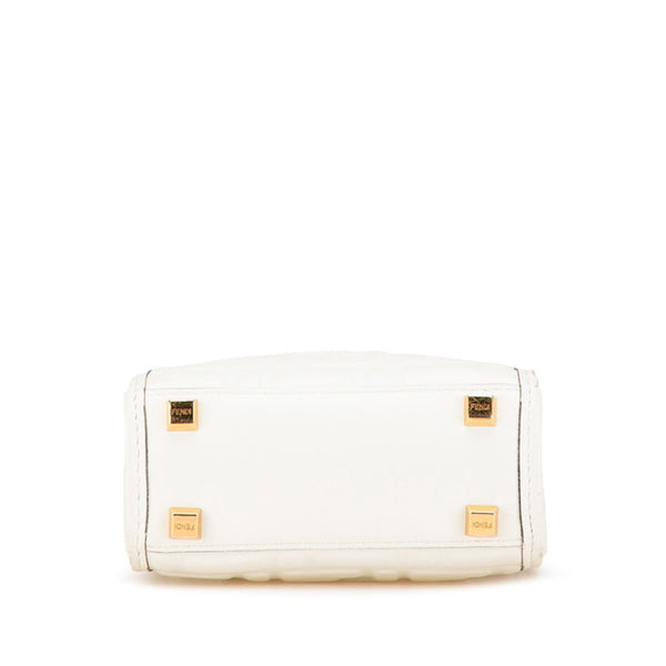 フェンディ サンシャイン ショッパー ハンドバッグ ショルダーバッグ 2WAY 8BS051 ホワイト ブラウン レザー レディース FENDI 【中古】